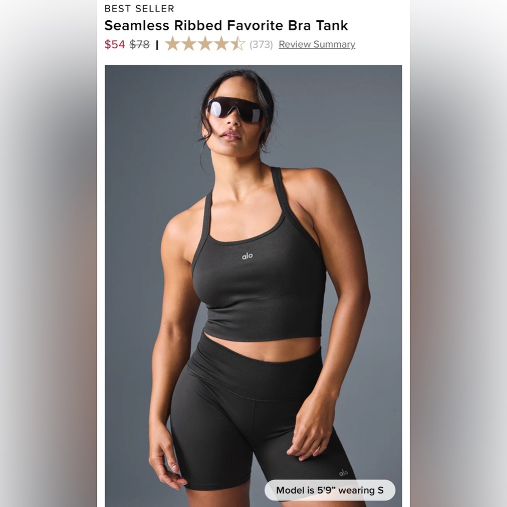 Alo Seamless Ribbed Favorite Bra Tank